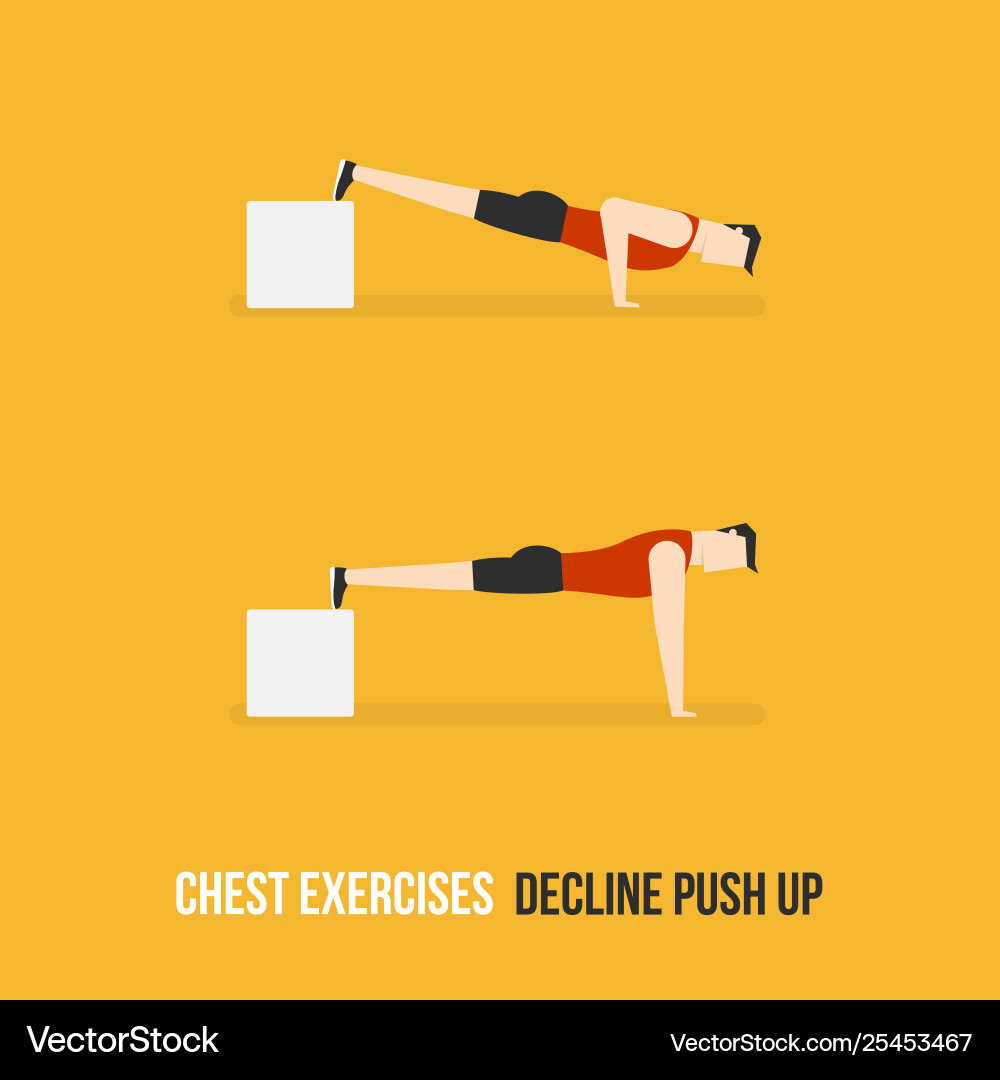 Chest exercises decline push up Chest exercises decline push up vector image