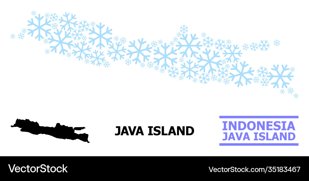 Christmas composition map java island Vector Image