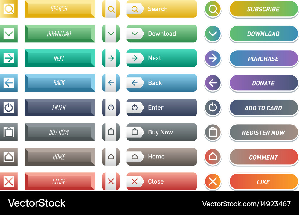 Colorful website web buttons design vector image