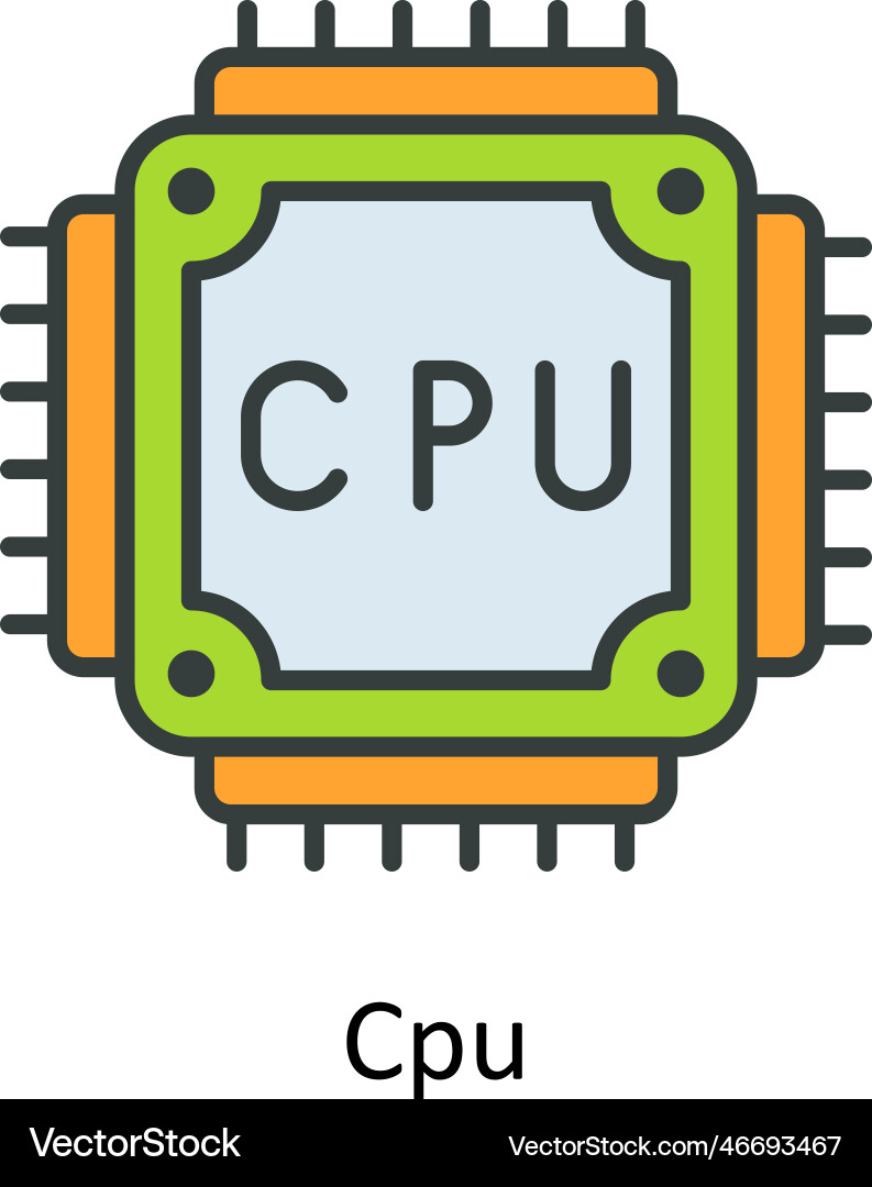 Cpu fill outline icons simple stock illu Vector Image