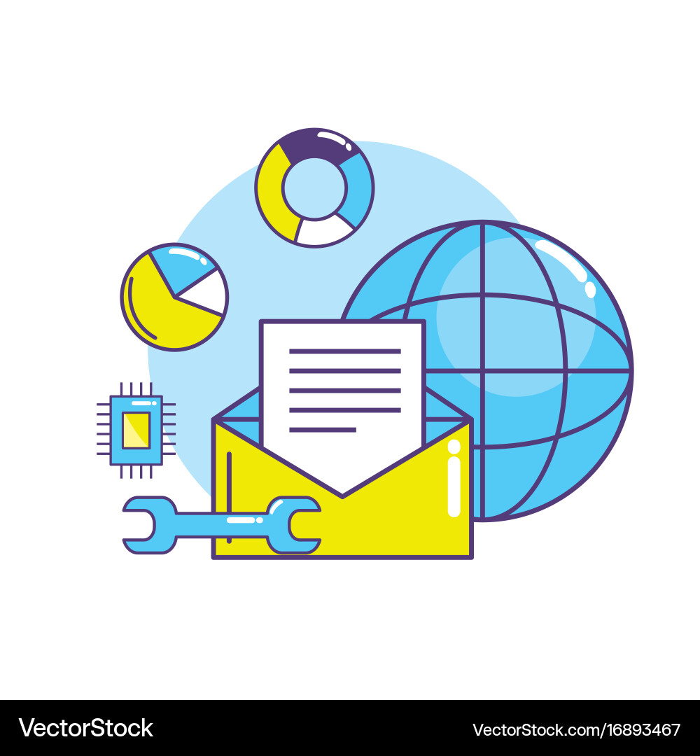 Data center connection information server vector image