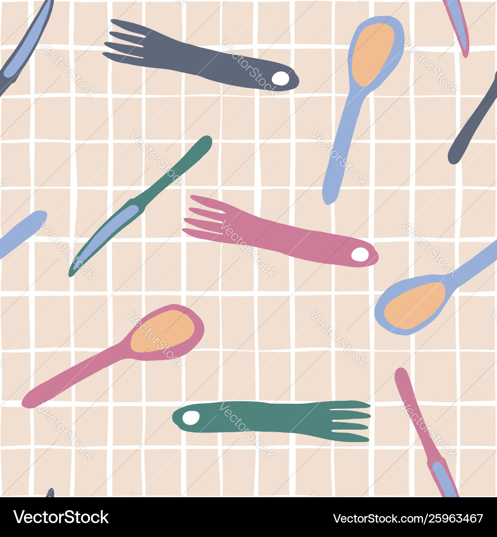 Fork knife spoon seamless pattern simple style Fork knife spoon seamless pattern simple style vector image