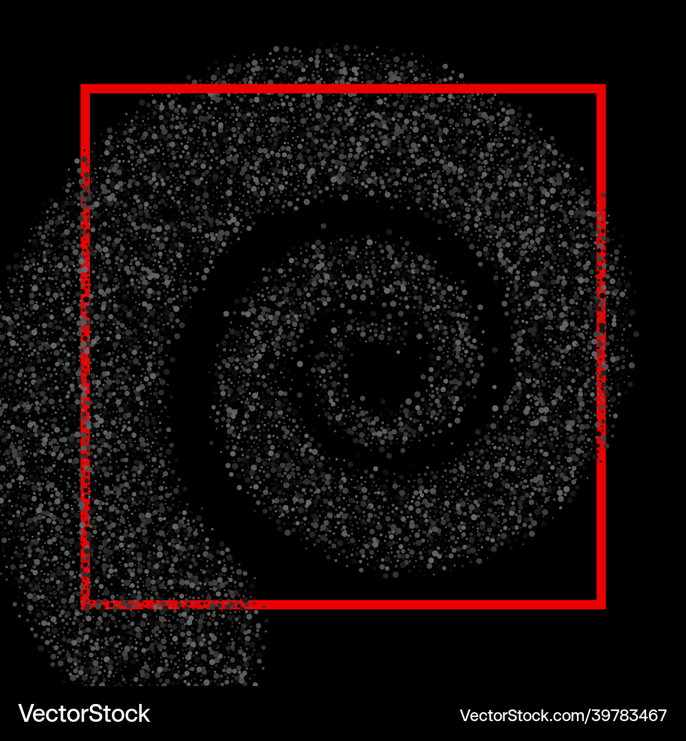 Halftone dots confetti background with frame Vector Image