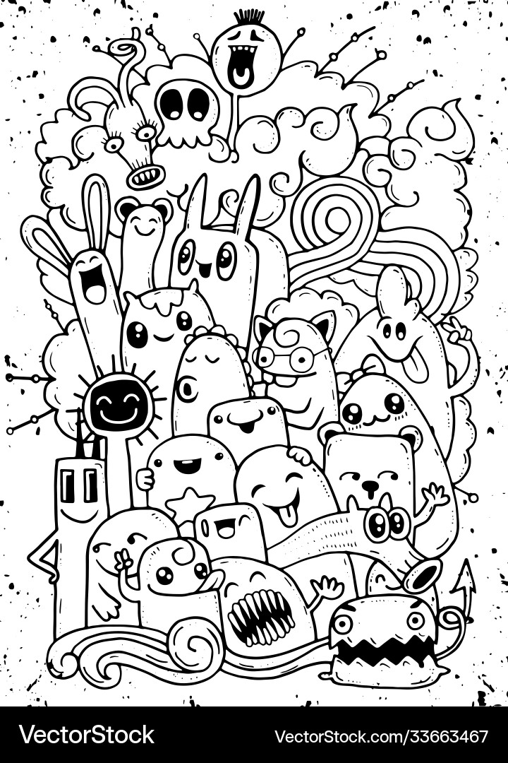 Hipster Hand gezogen verrückte Doodle Monster Hipster Hand gezogen verrückte Doodle Monster vektorbild