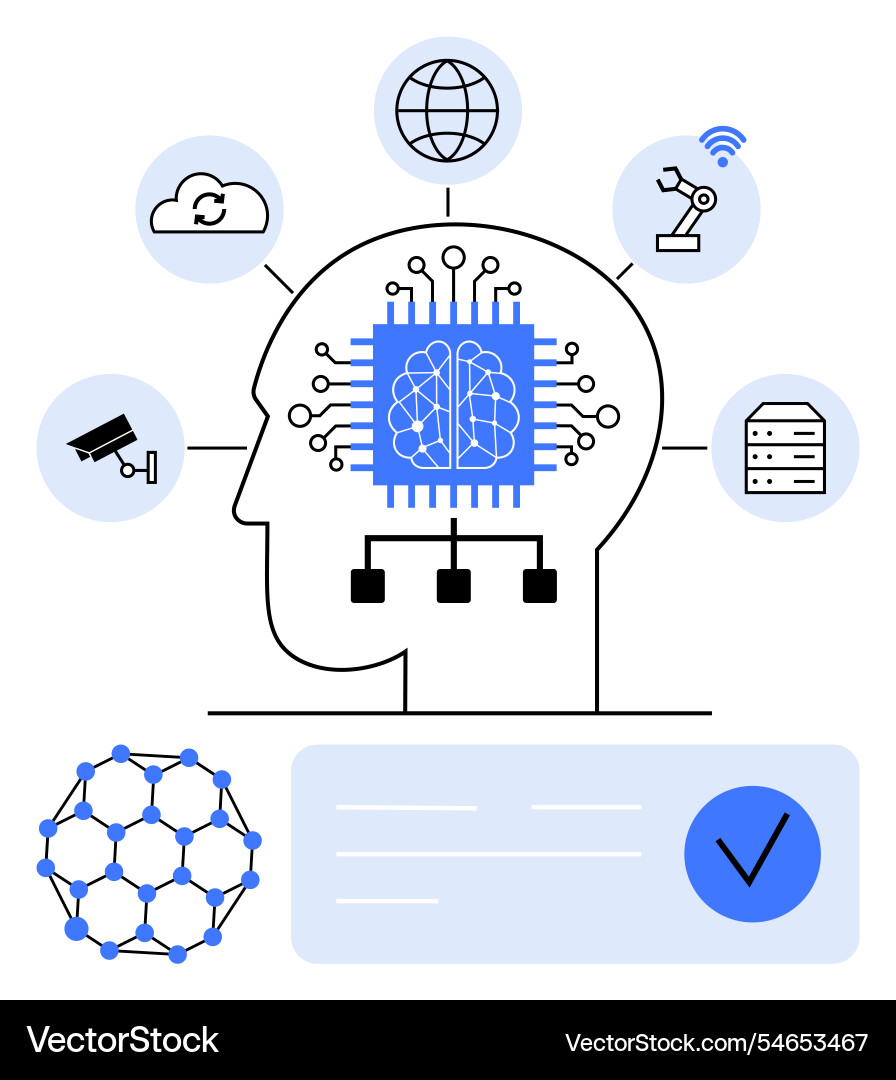 Human-machine integration in technology with ai Human-machine integration in technology with ai vector image