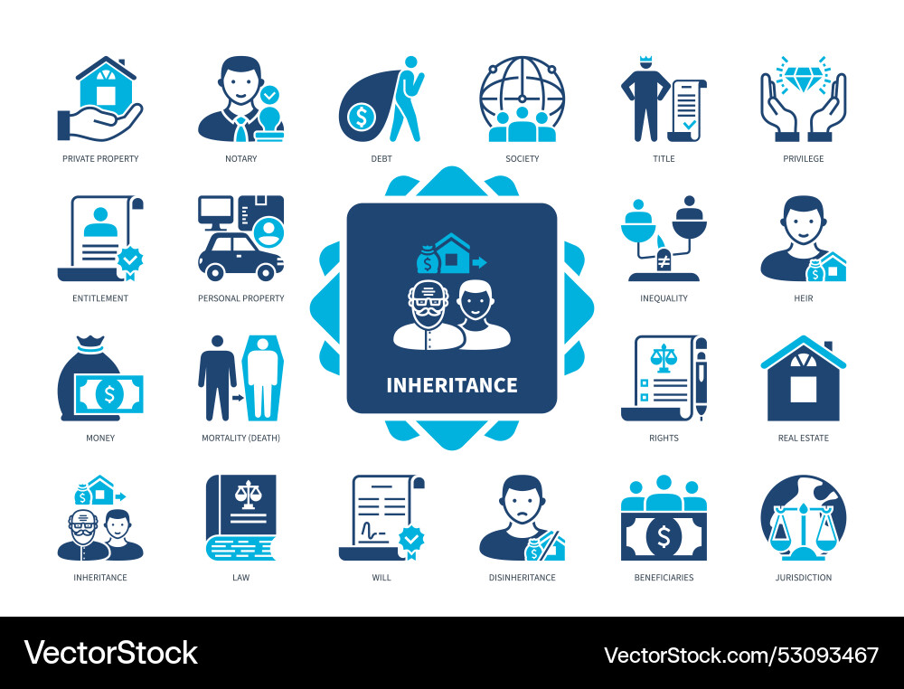 Inheritance solid icon set Royalty Free Vector Image