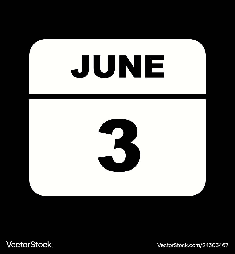 June 3rd date on a single day calendar Vector Image