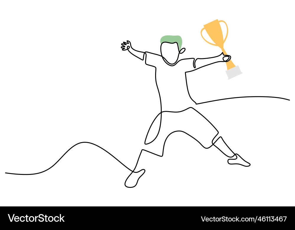 One continuous single line of man jump bring One continuous single line of man jump bring Vector Image