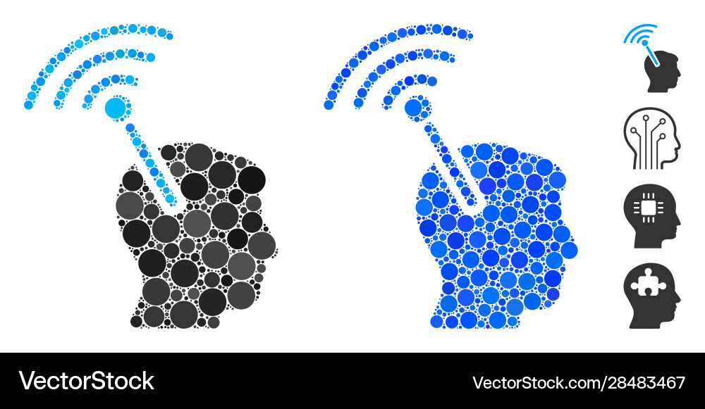 Radio neural interface mosaic icon round dots Vector Image