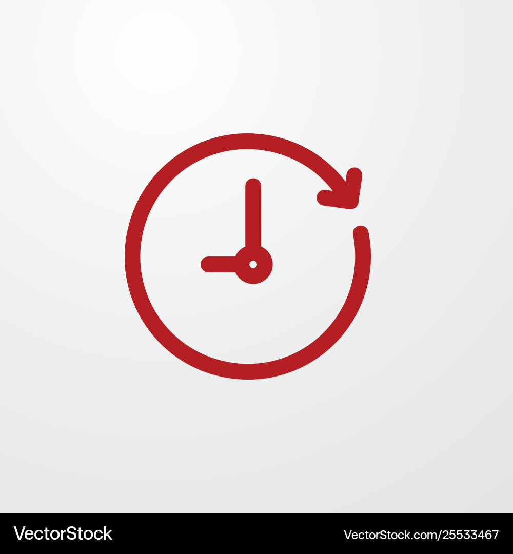 Red time clock icon with arrow going forward vector image