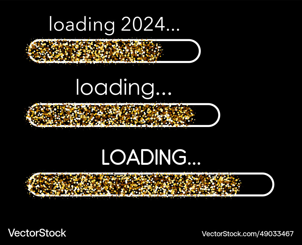 Set of new year 2024 simple flat loading progress Set of new year 2024 simple flat loading progress vector image