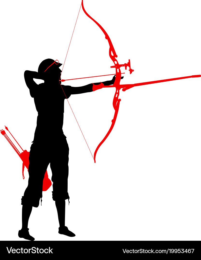 Silhouette attractive female archer bending a bow Vector Image