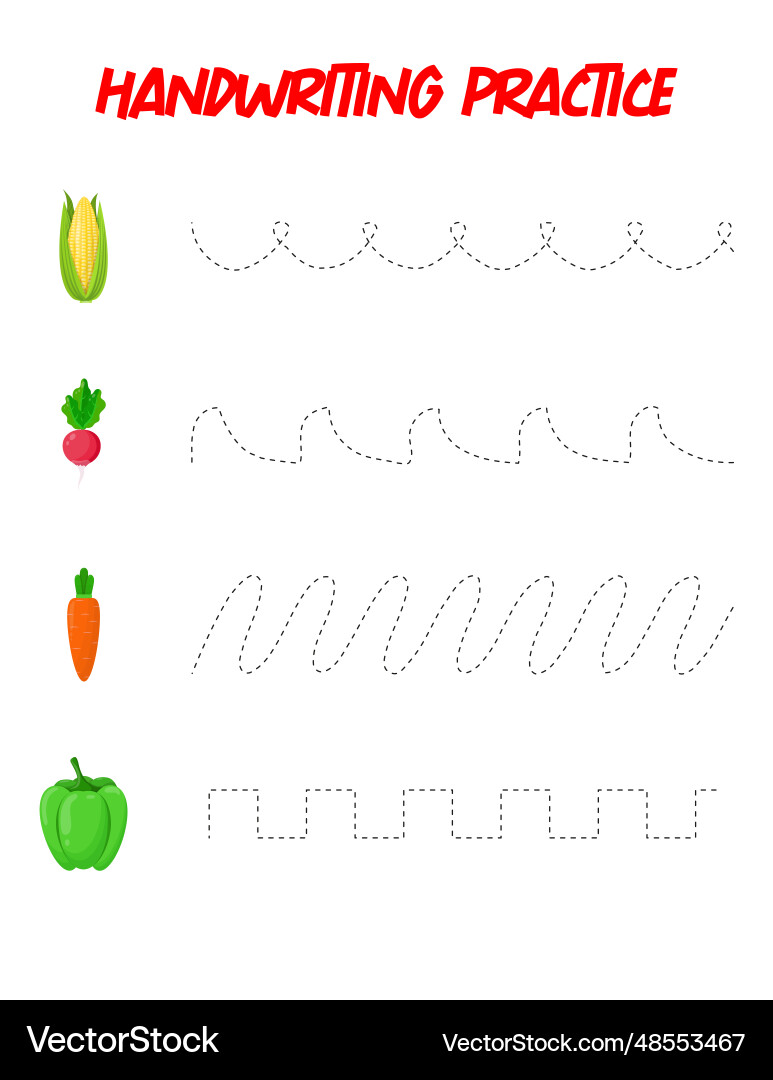 Tracing lines handwriting practice Vector Image