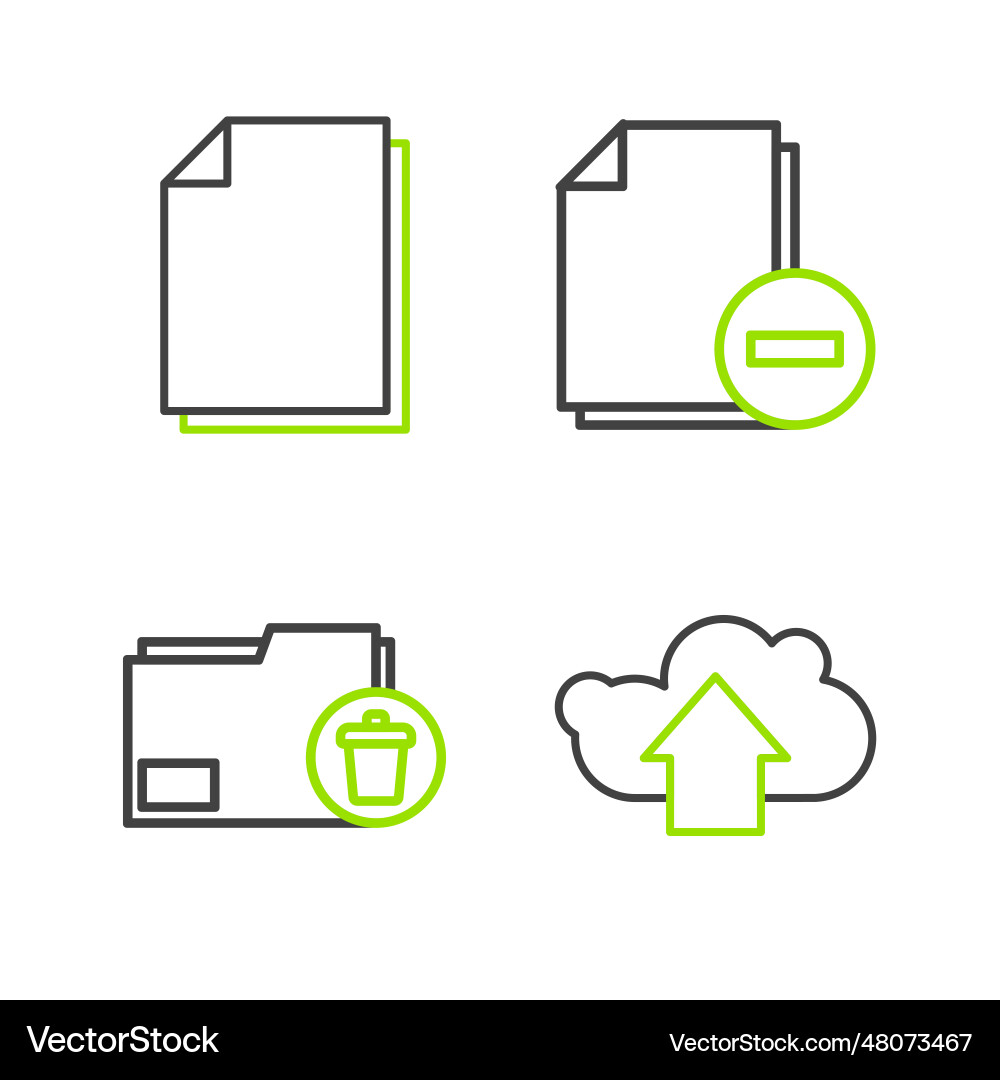 Zeile Cloud Upload löschen Ordner Dokument Zeile Cloud Upload löschen Ordner Dokument vektorbild