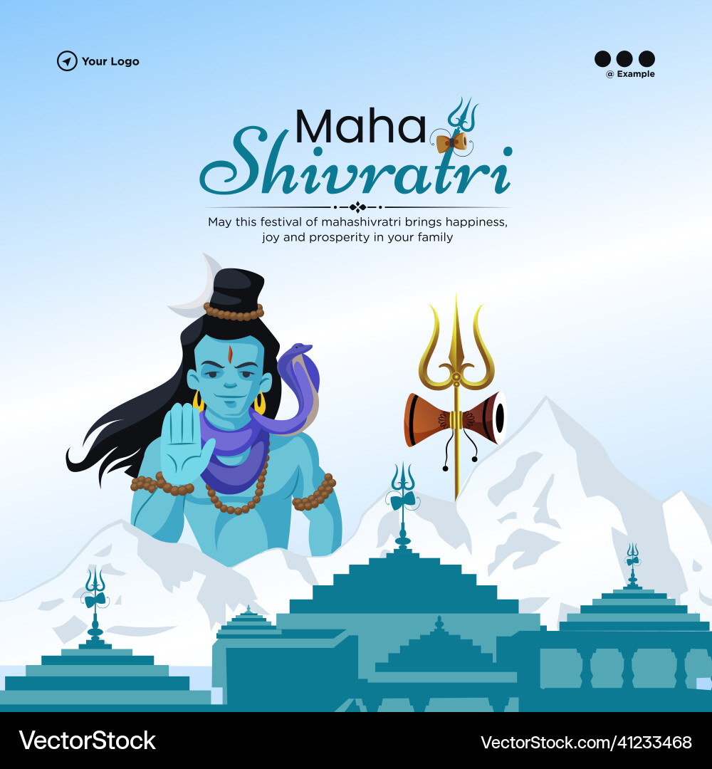 Banner design of maha shivratri vector image