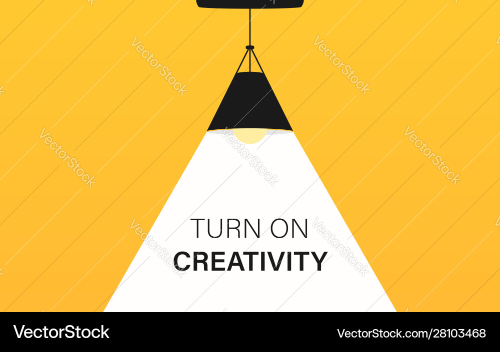 Ceiling lamp bulb as spotlight and text Ceiling lamp bulb as spotlight and text vector image