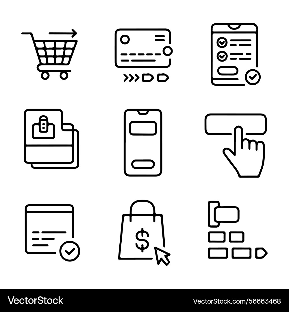 Checkout process icon set vector image