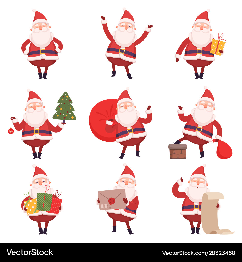 Cute Santa Claus with Presents Vector Image