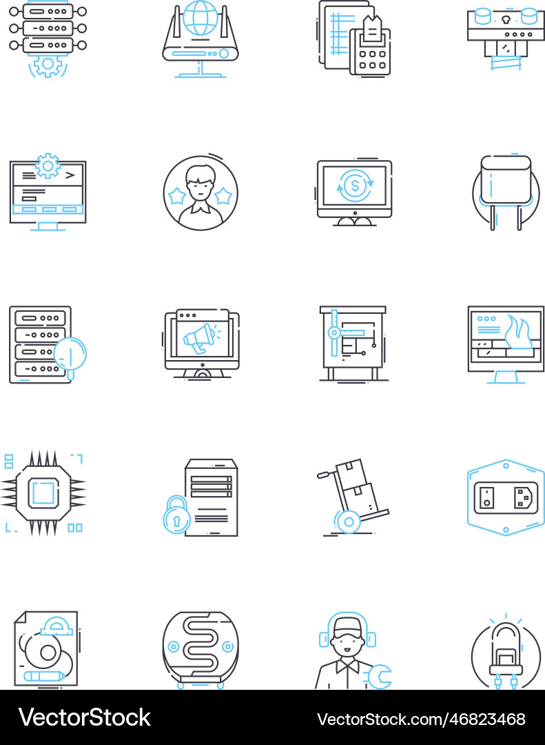 Data intelligence linear icons set analytics Data intelligence linear icons set analytics vector image