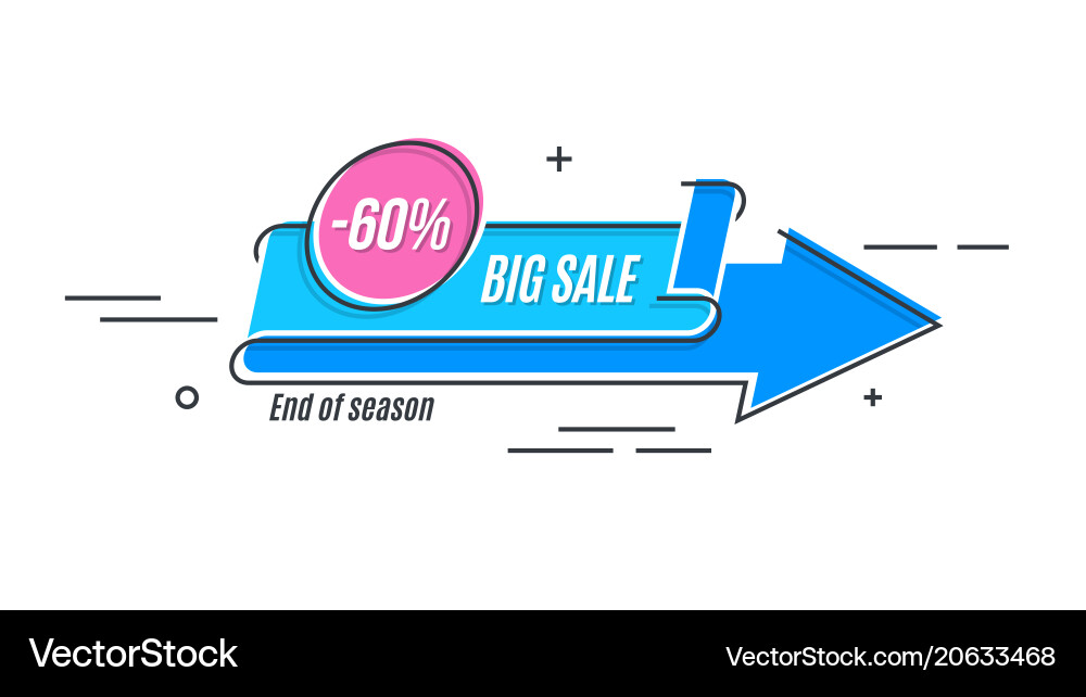 Flat linear promotion arrow banner scroll price vector image