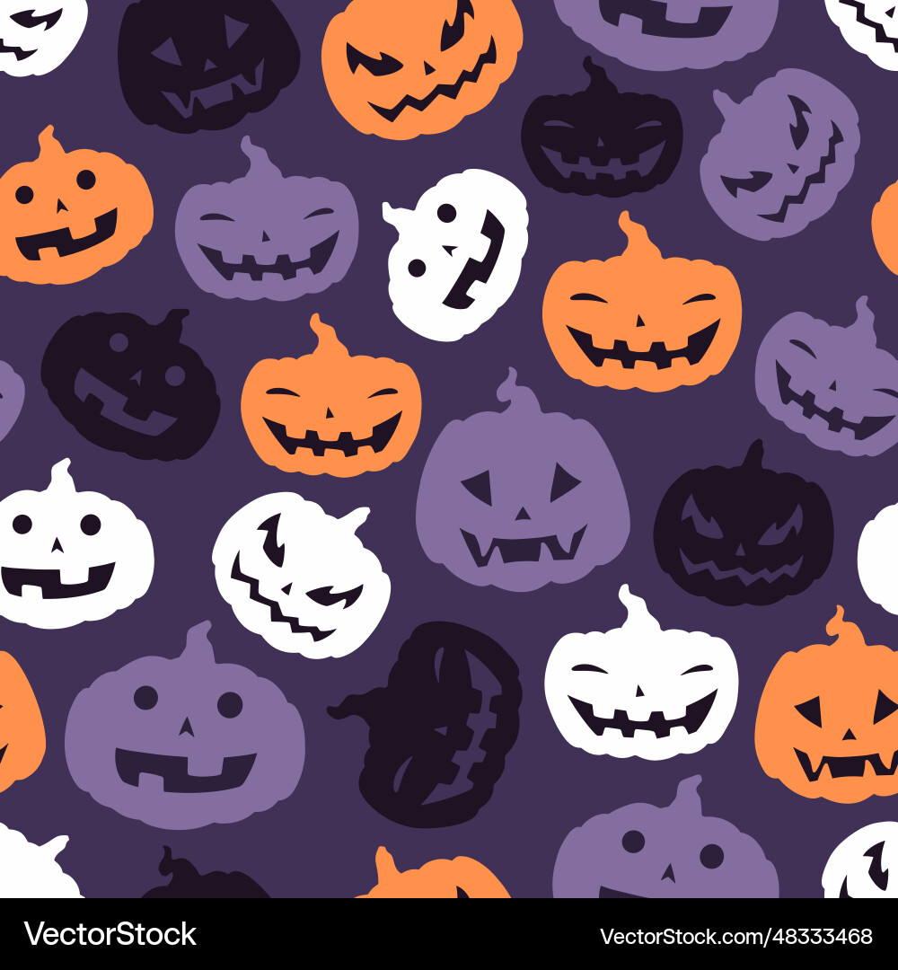 Halloween pumpkins colorful seamless pattern vector image