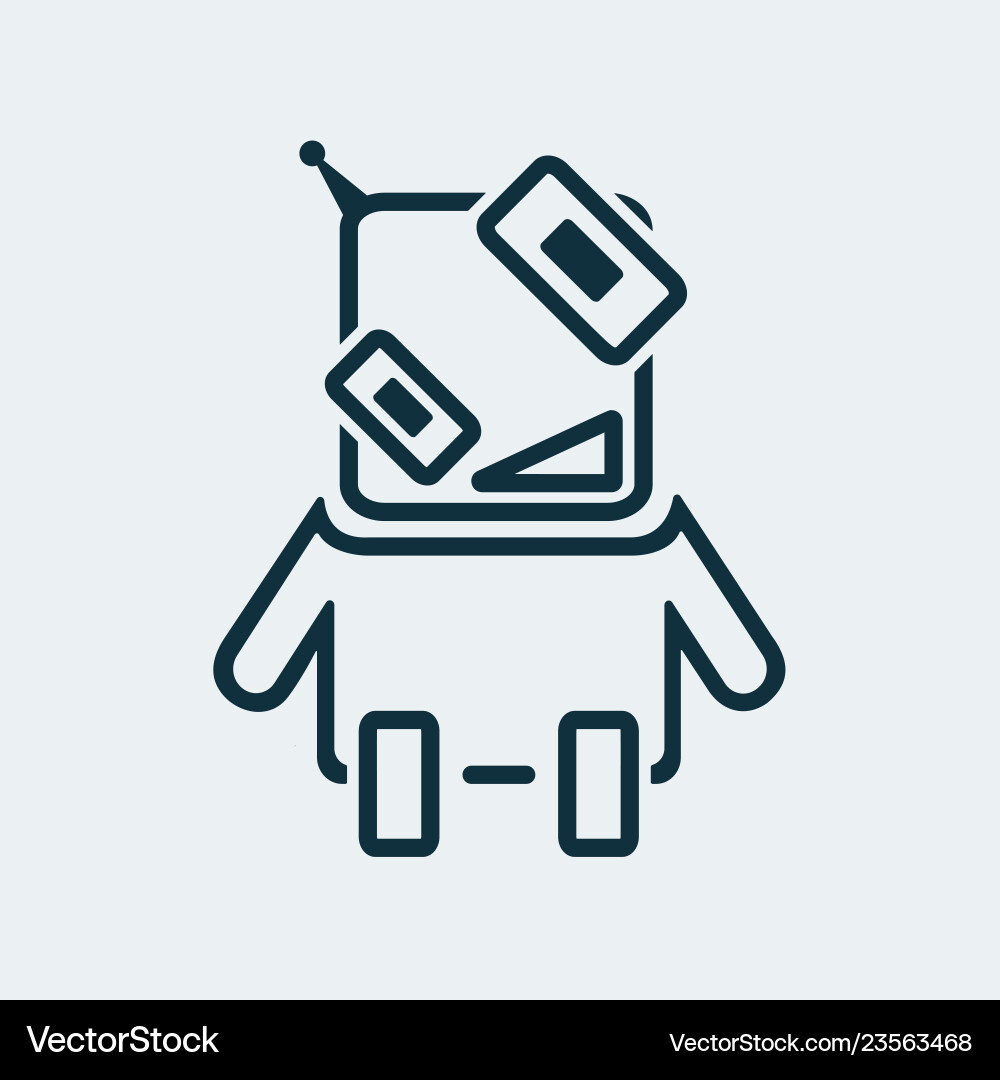 Icon of a funny robot in linear style Icon of a funny robot in linear style vector image