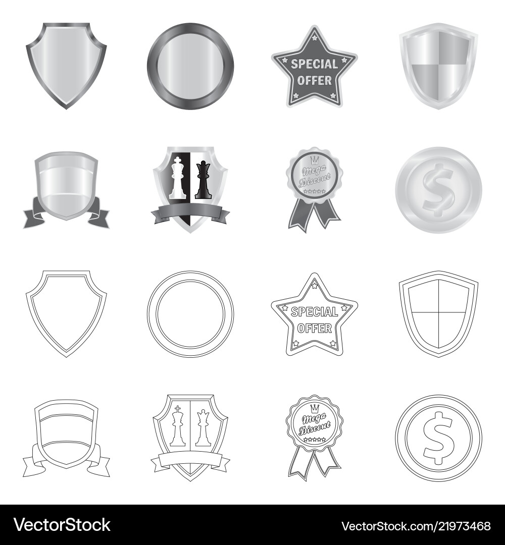 Isolated object of emblem and badge icon set Isolated object of emblem and badge icon set vector image