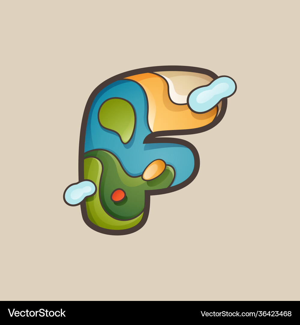 Letter f logo with topographic map line pattern Vector Image