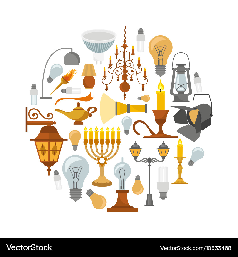 Lighting elements icon set vector image