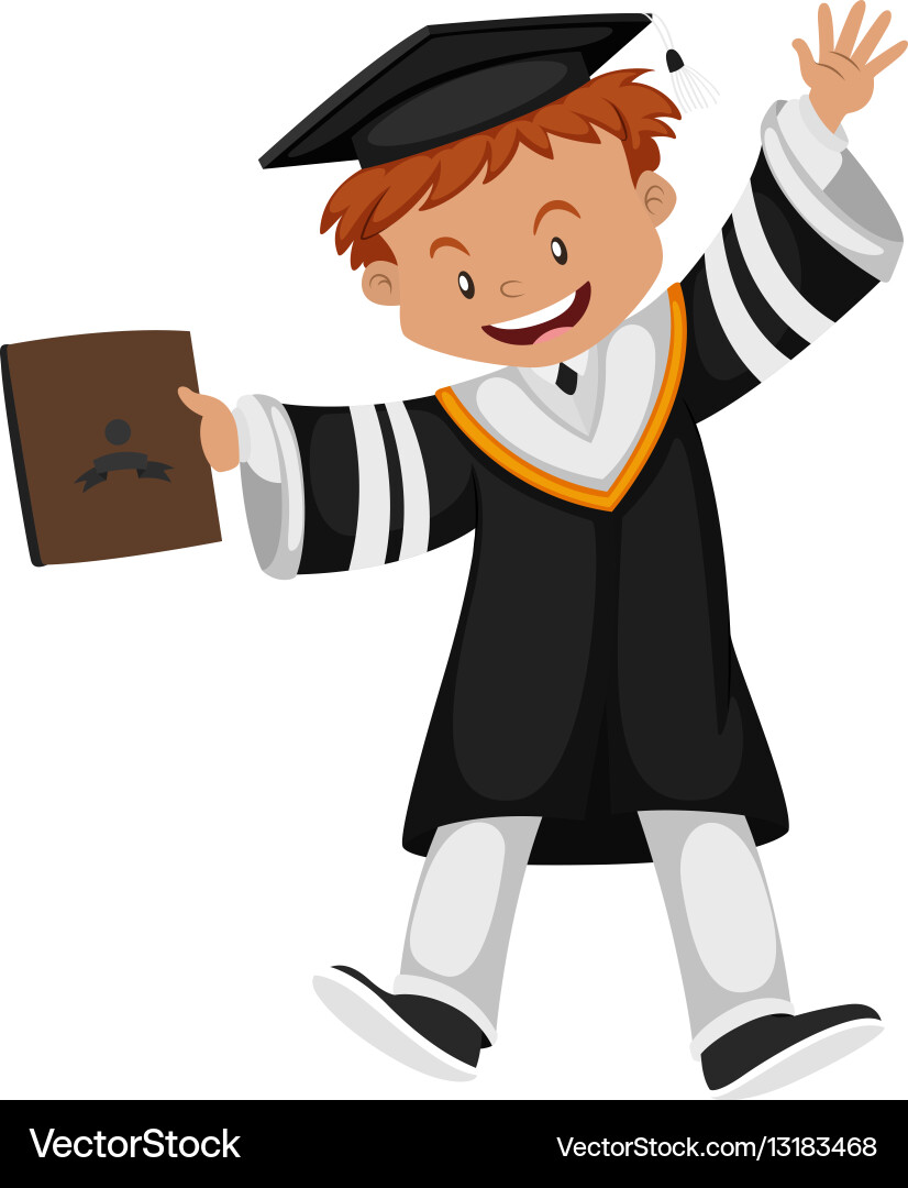 Man in black graduation gown Vector Image