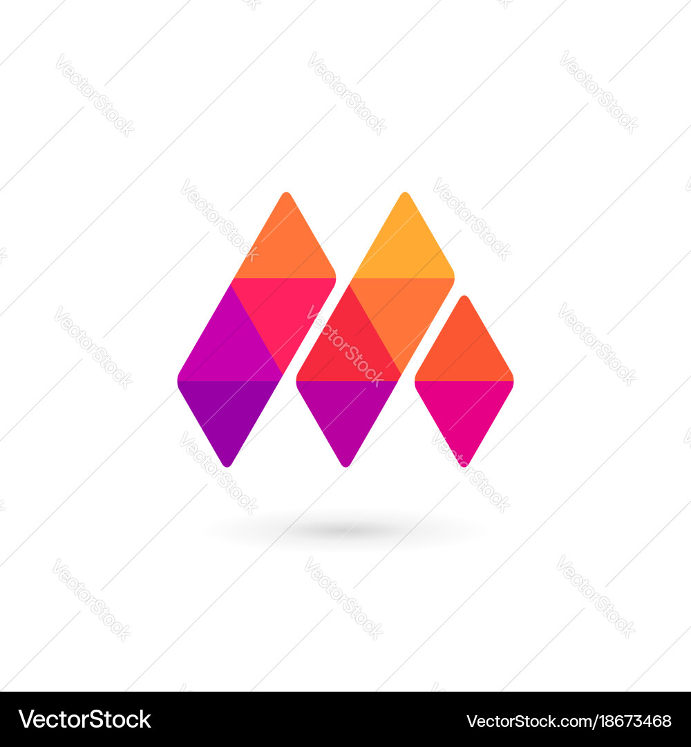 Mosaic M Logo - Geometric Template Vektorbild