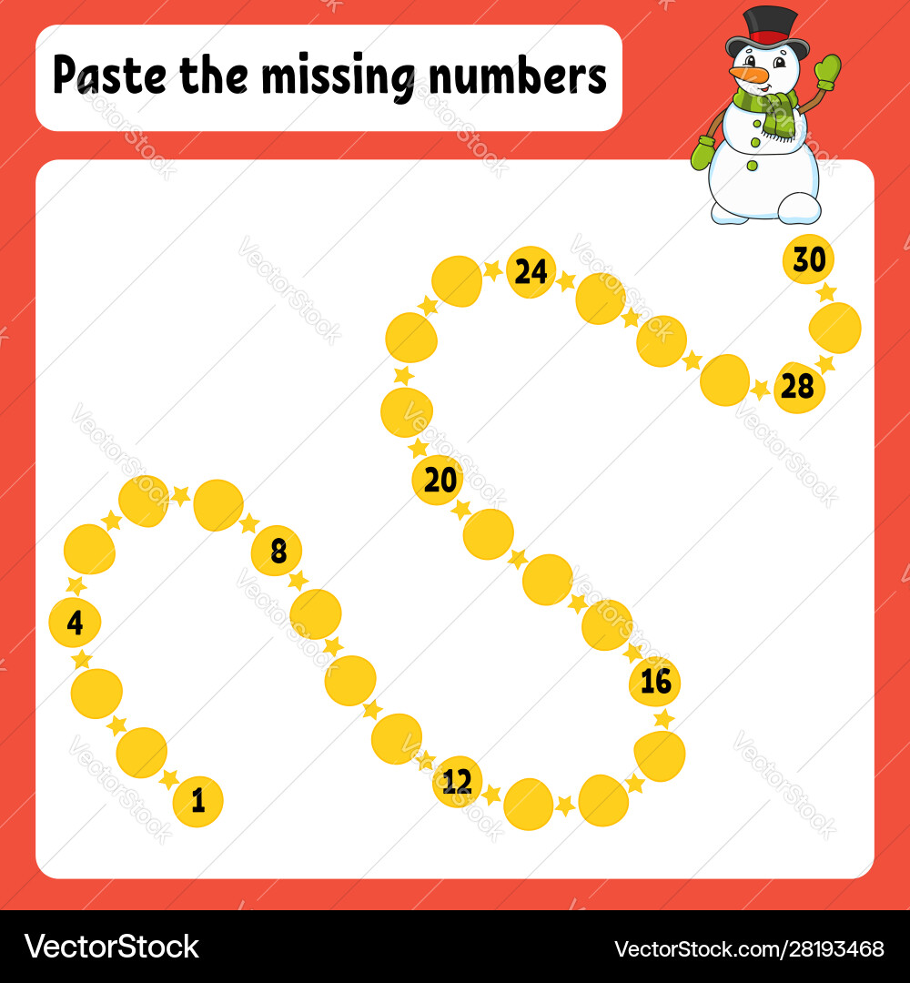 Paste missing numbers handwriting practice Paste missing numbers handwriting practice vector image