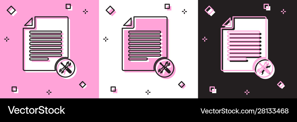 Set file document with screwdriver and wrench icon Vector Image