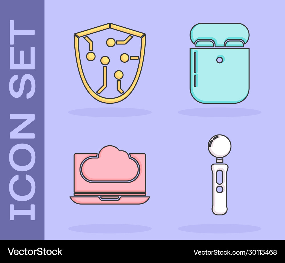 Set gamepad cyber security cloud technology data Set gamepad cyber security cloud technology data vector image