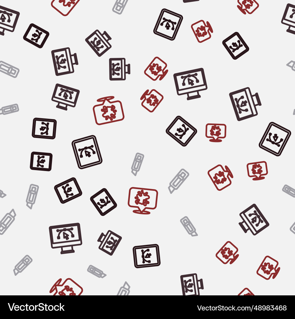 Set line computer with design program stationery Set line computer with design program stationery Vector Image