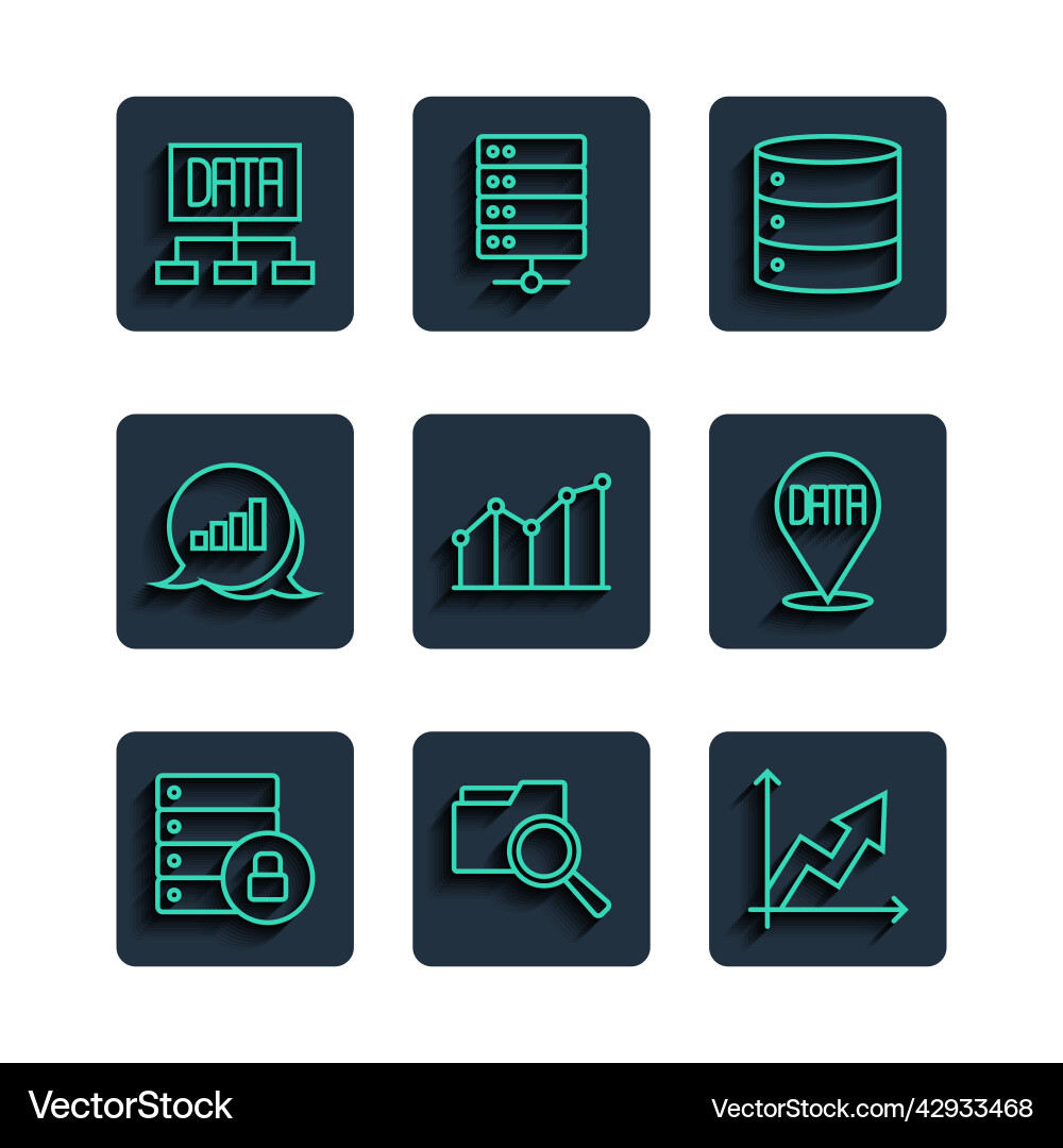 Set line server security with padlock search Set line server security with padlock search vector image