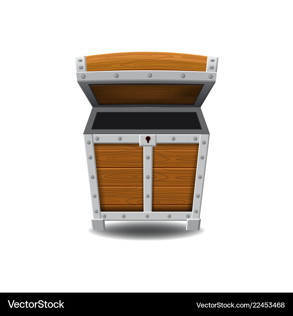 Wooden old pirate chests open treasures Vector Image