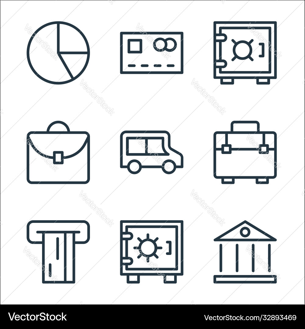 Banking and finance line icons linear set quality Vector Image