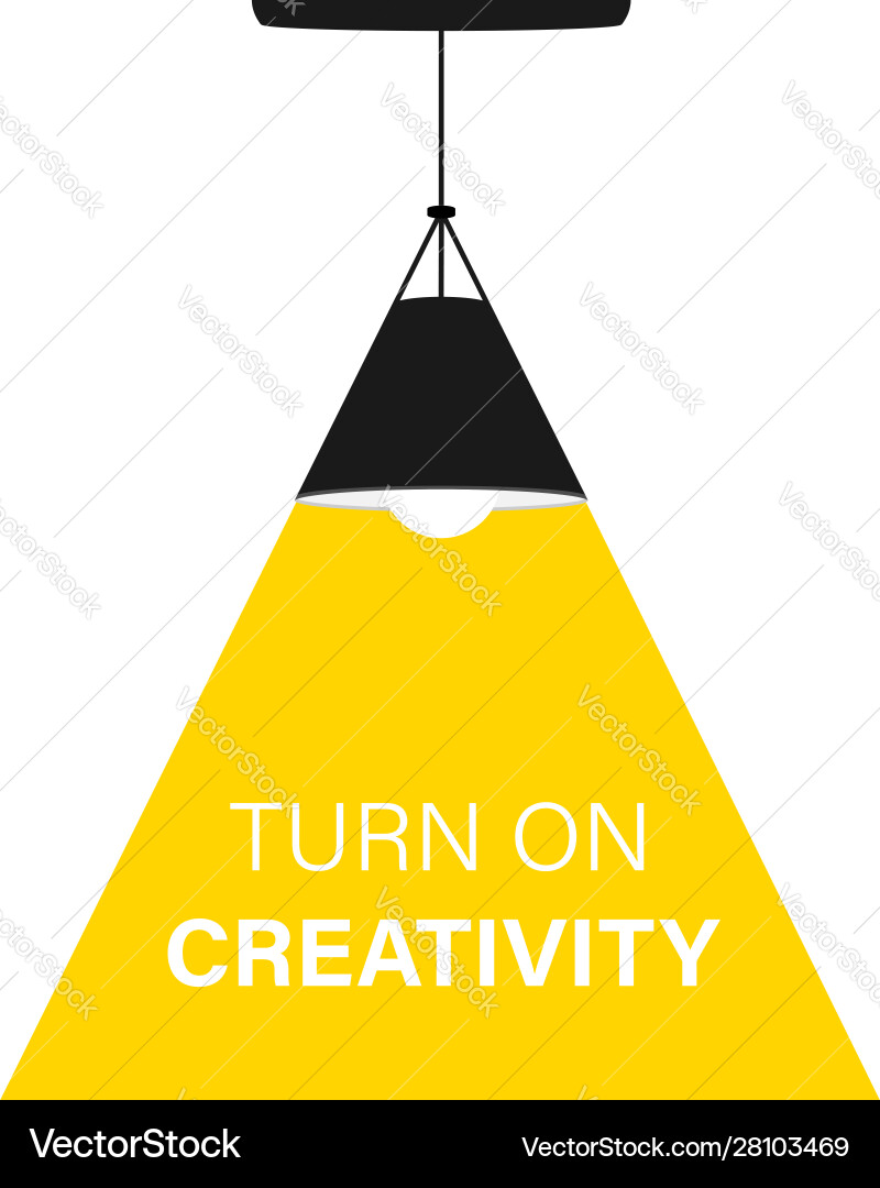 Ceiling lamp bulb as spotlight and text Vector Image