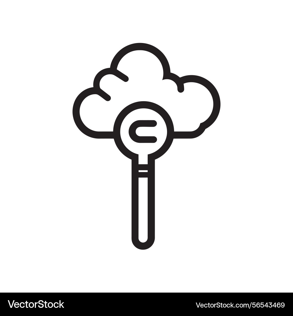 Cloud computing with u icon outline style Vector Image