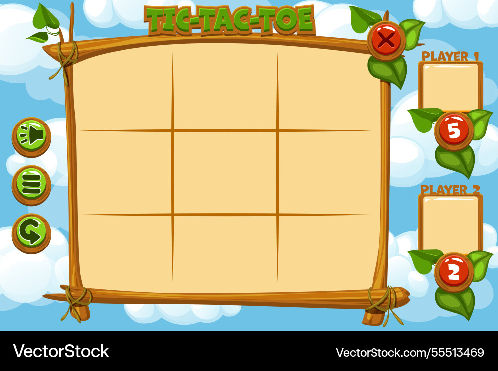 Empty interface tic-tac-toe game ui for your 2d Empty interface tic-tac-toe game ui for your 2d Vector Image