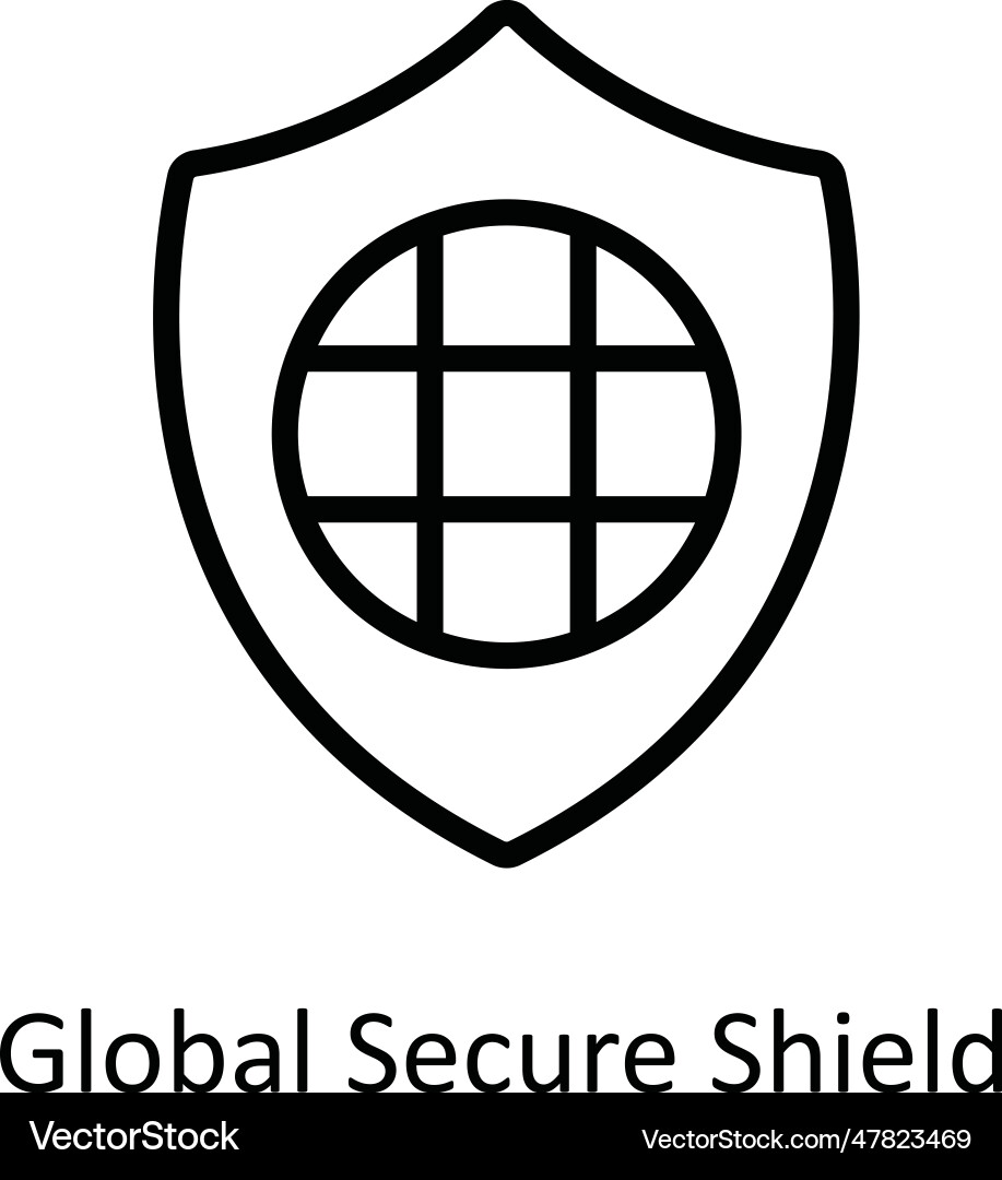 Global secure shield outline icon design i Vector Image