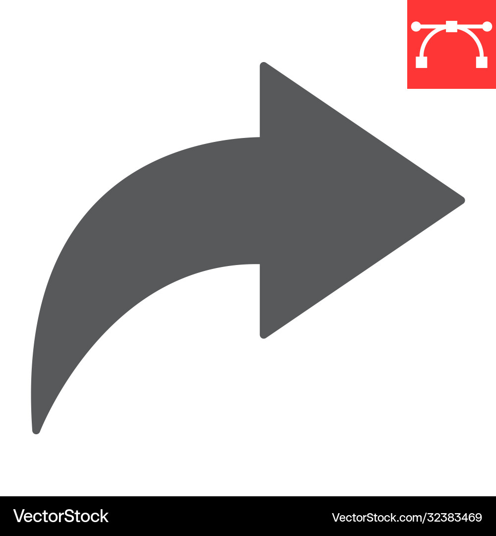 Go forward glyph icon ui and button arrow right vector image