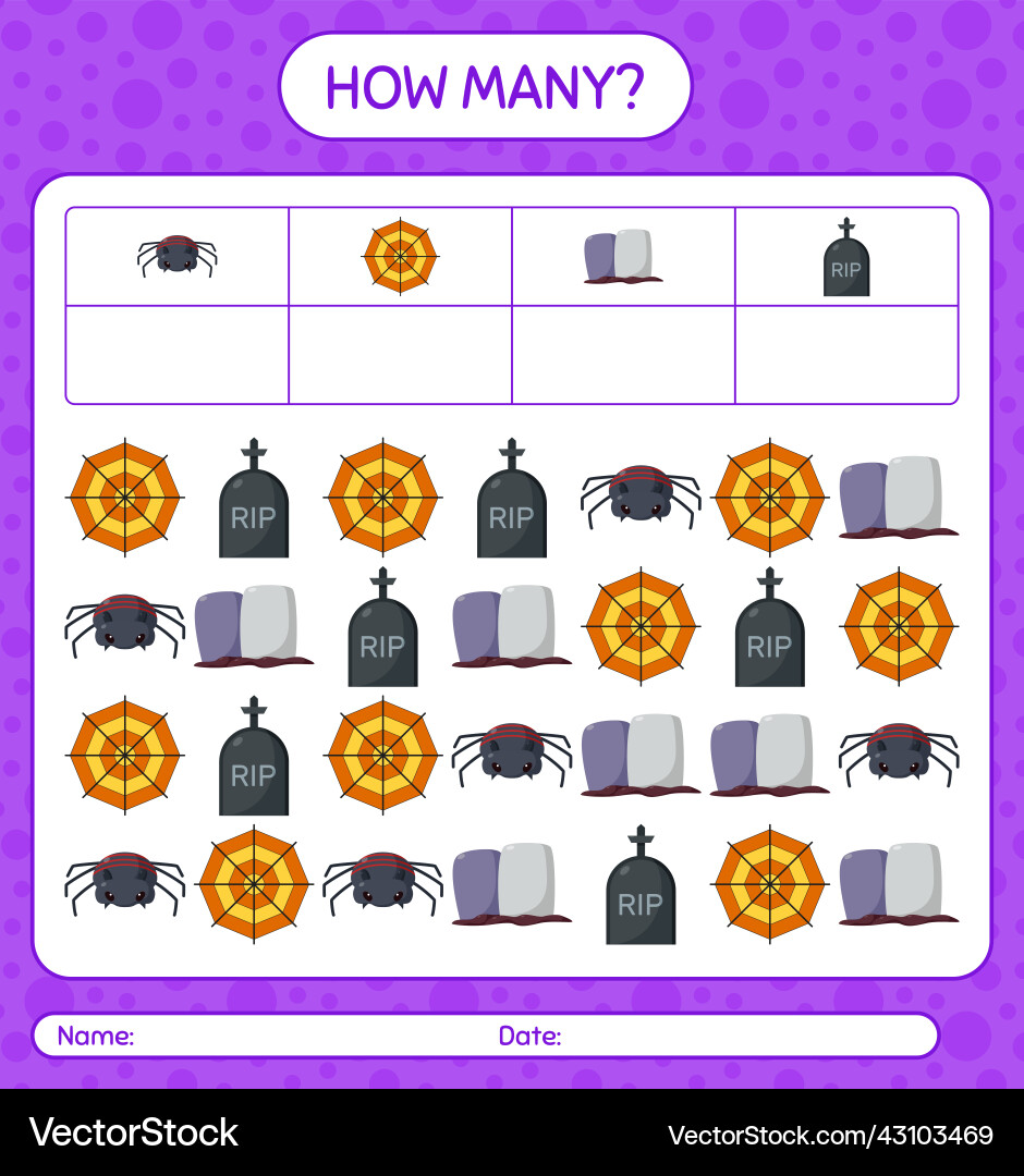 How many counting game with halloween icon How many counting game with halloween icon Vector Image