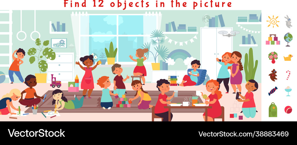 Kids Find Objects Game Puzzle Vector Image