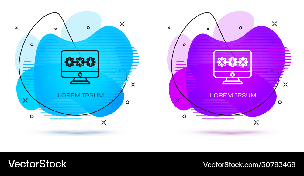 Line monitor with password notification icon Line monitor with password notification icon vector image