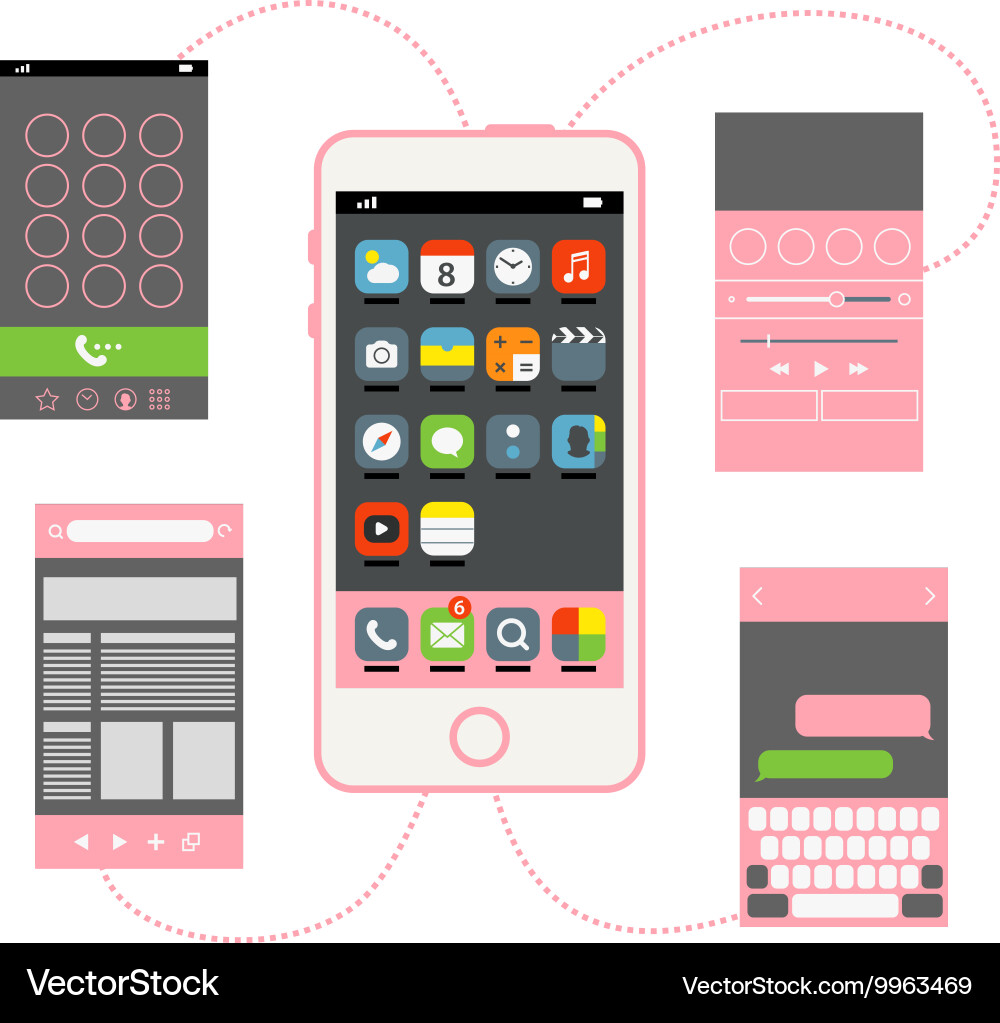 Modern smartphone with different interface Vector Image