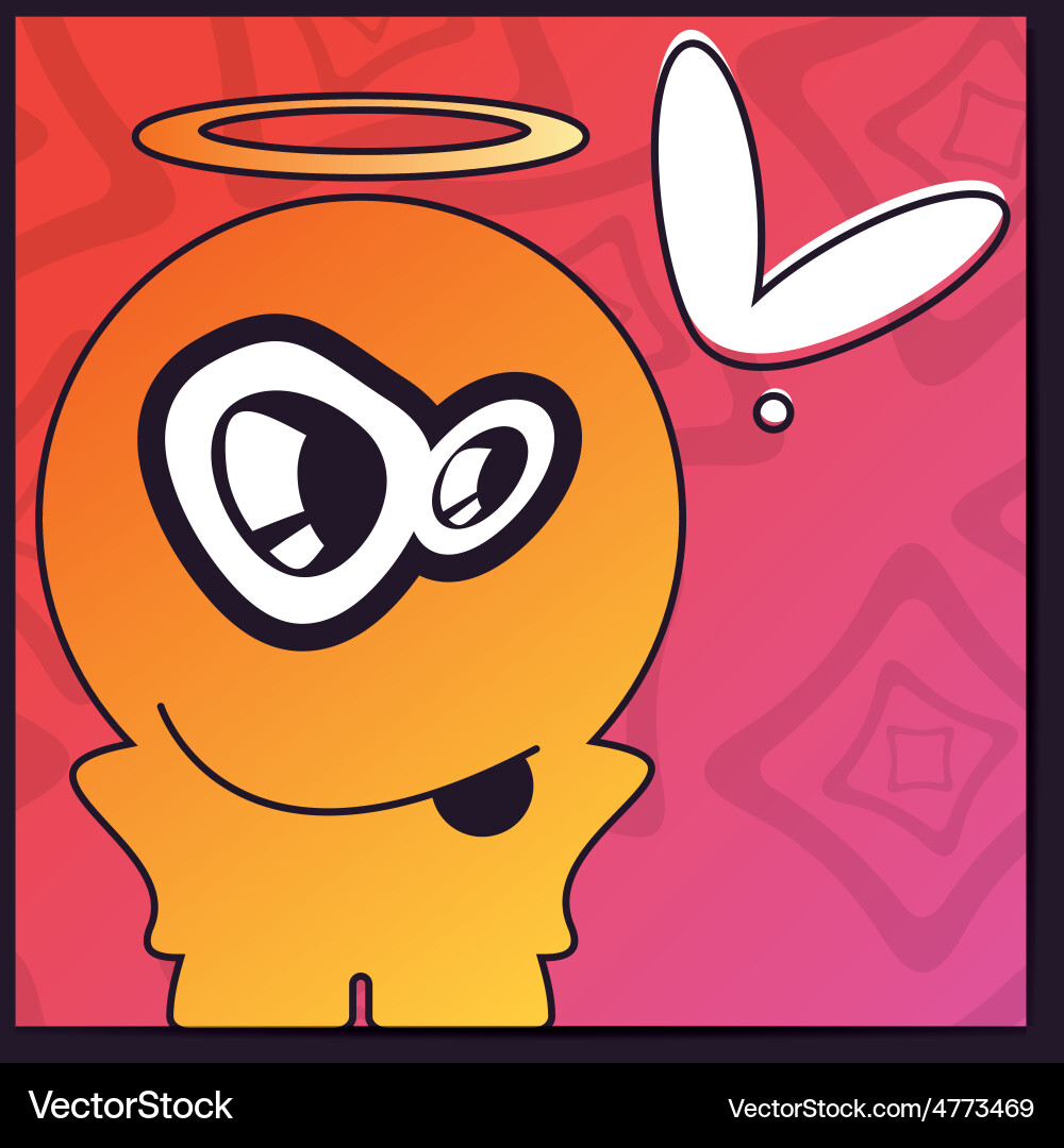 Monster with heart on abstract color background Vector Image