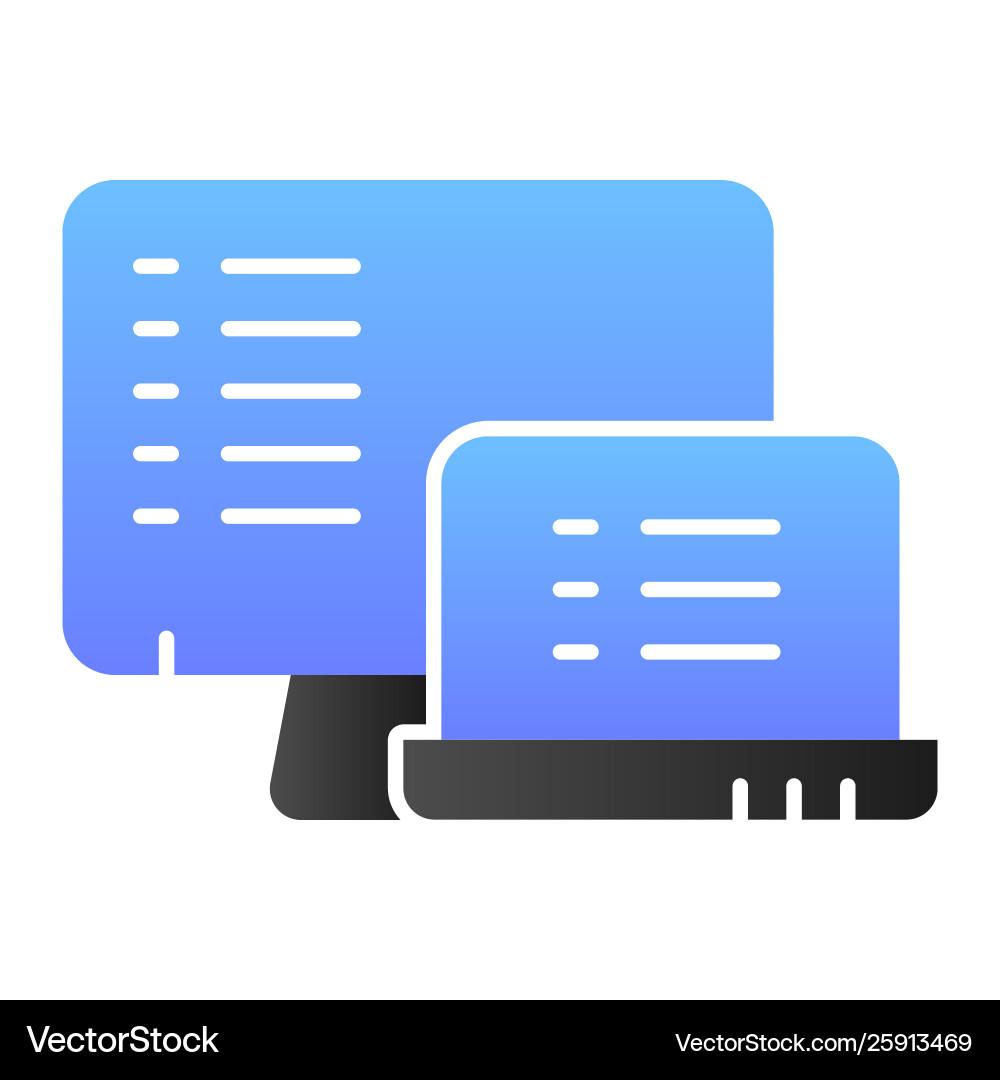 Multiple Monitors with List Icons vector image