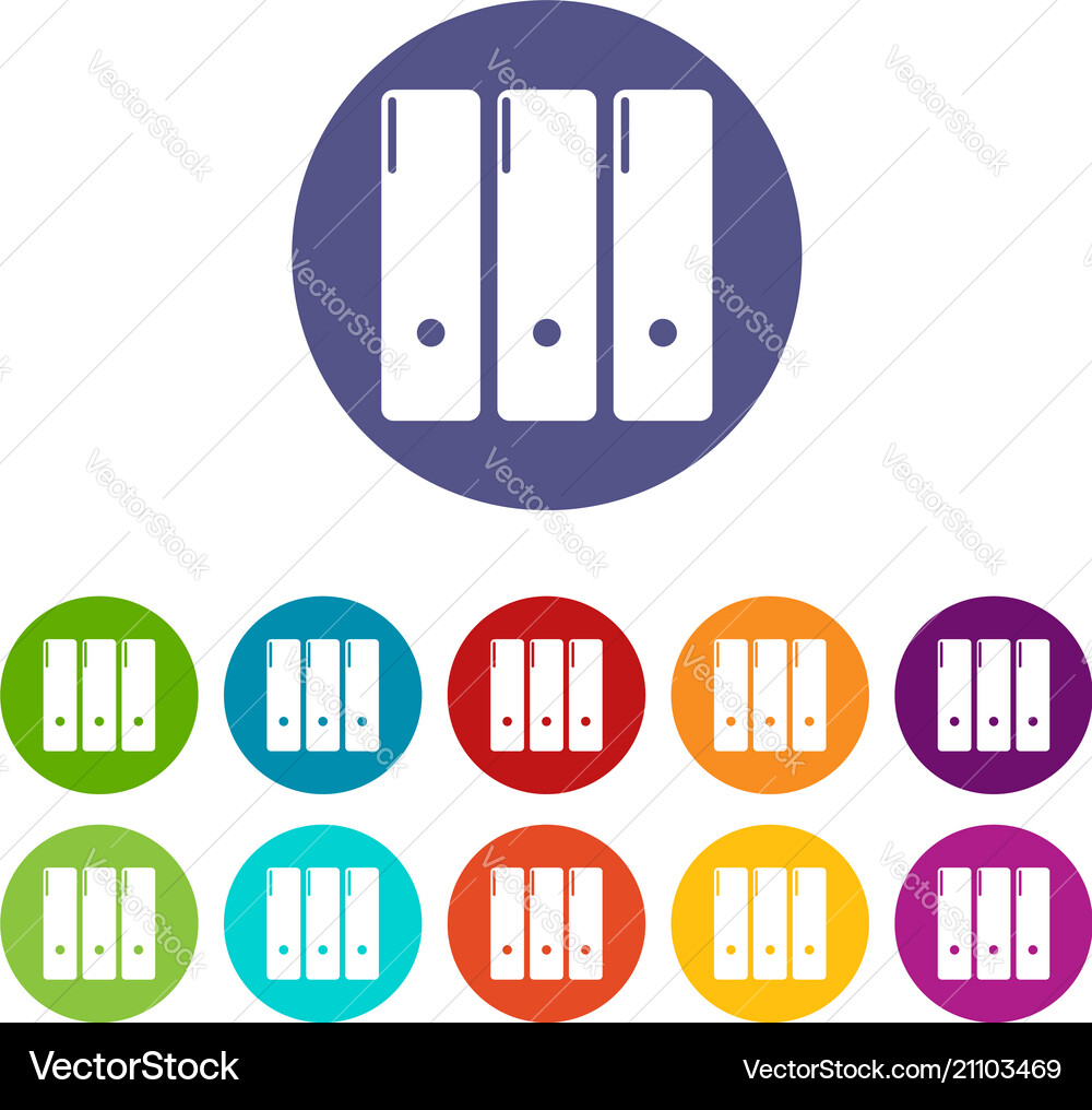 Office folder icons set color Office folder icons set color vector image